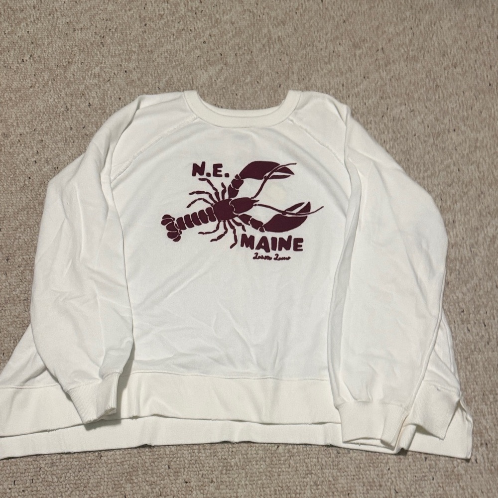 Aerie White Sweatshirt with Lobster Graphic